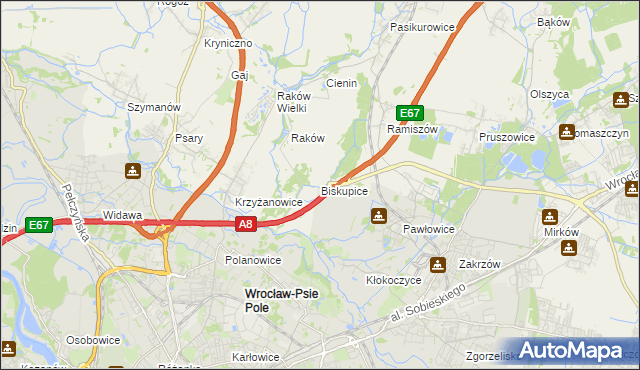 mapa Biskupice gmina Wisznia Mała, Biskupice gmina Wisznia Mała na mapie Targeo