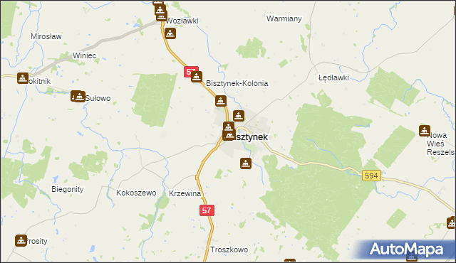 mapa Bisztynek, Bisztynek na mapie Targeo