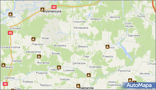 mapa Błeszno, Błeszno na mapie Targeo