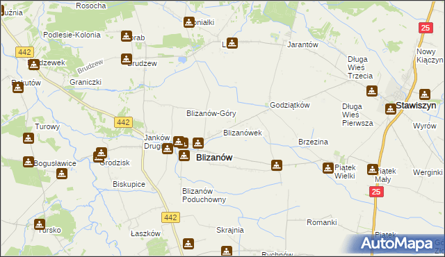 mapa Blizanówek, Blizanówek na mapie Targeo