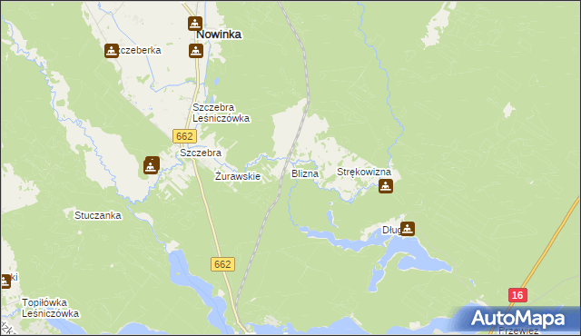 mapa Blizna gmina Nowinka, Blizna gmina Nowinka na mapie Targeo