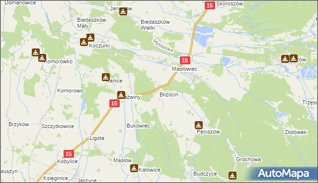 mapa Blizocin gmina Trzebnica, Blizocin gmina Trzebnica na mapie Targeo