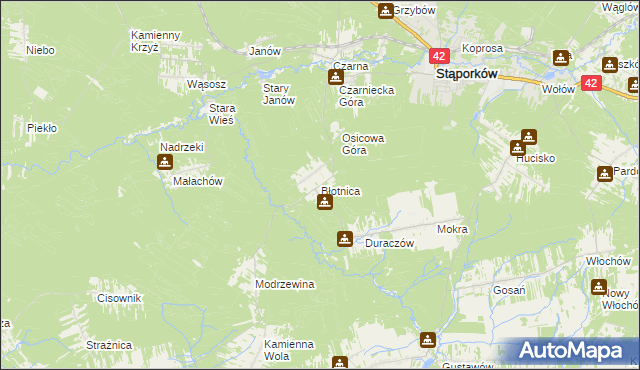 mapa Błotnica gmina Stąporków, Błotnica gmina Stąporków na mapie Targeo