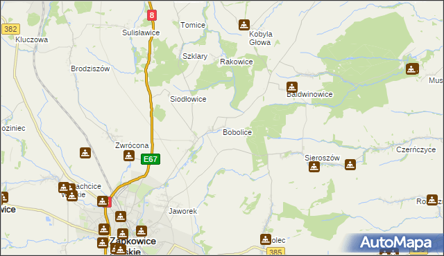 mapa Bobolice gmina Ząbkowice Śląskie, Bobolice gmina Ząbkowice Śląskie na mapie Targeo