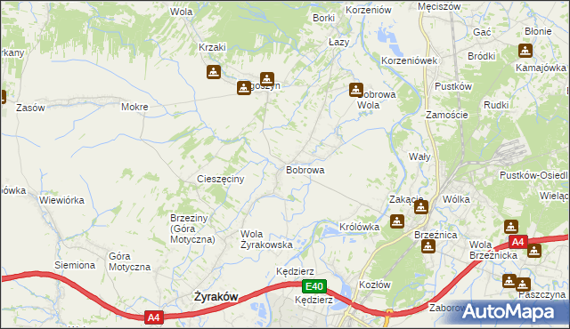 mapa Bobrowa gmina Żyraków, Bobrowa gmina Żyraków na mapie Targeo