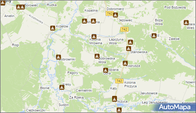 mapa Bobrowska Wola, Bobrowska Wola na mapie Targeo