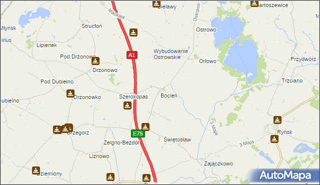 mapa Bocień, Bocień na mapie Targeo