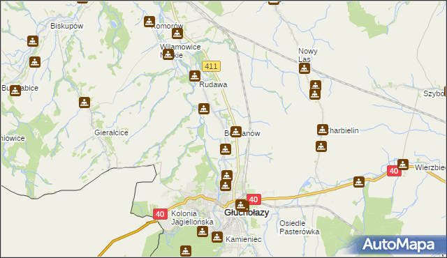 mapa Bodzanów gmina Głuchołazy, Bodzanów gmina Głuchołazy na mapie Targeo