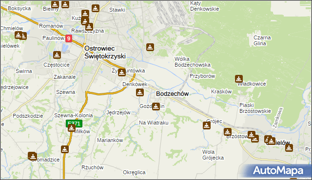 mapa Bodzechów, Bodzechów na mapie Targeo