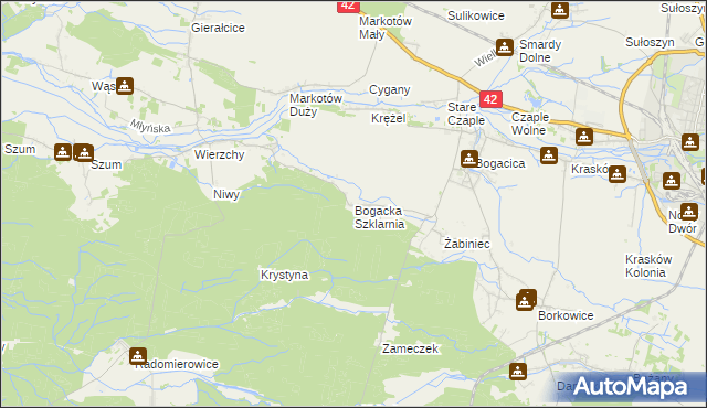 mapa Bogacka Szklarnia, Bogacka Szklarnia na mapie Targeo