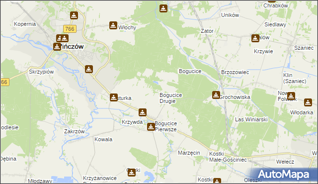 mapa Bogucice Drugie, Bogucice Drugie na mapie Targeo