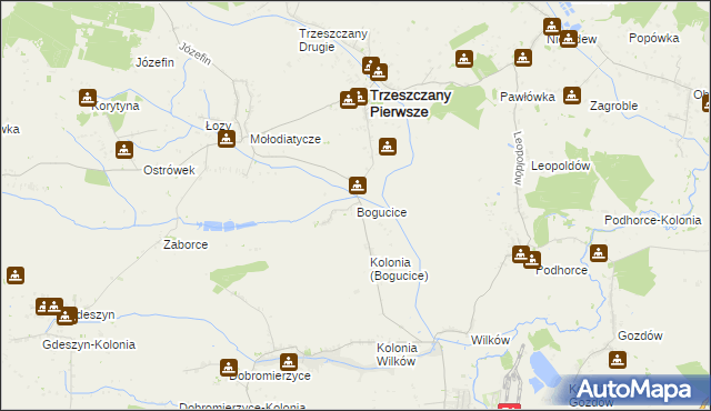 mapa Bogucice gmina Trzeszczany, Bogucice gmina Trzeszczany na mapie Targeo