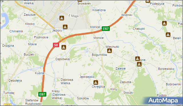mapa Bogumiłów gmina Sieradz, Bogumiłów gmina Sieradz na mapie Targeo