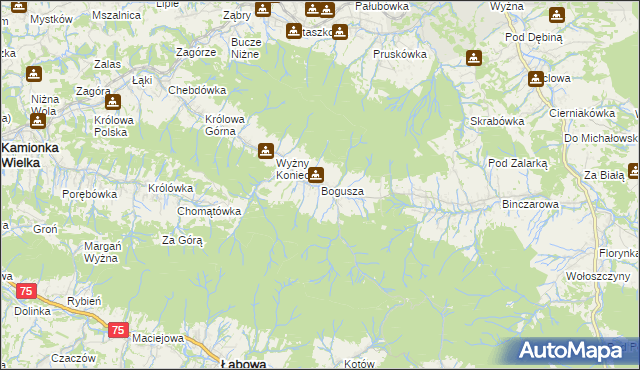 mapa Bogusza, Bogusza na mapie Targeo