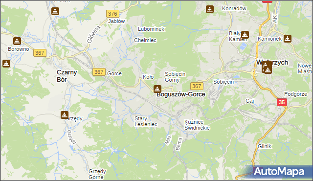 mapa Boguszów-Gorce, Boguszów-Gorce na mapie Targeo
