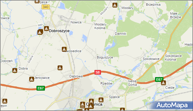 mapa Boguszyce gmina Oleśnica, Boguszyce gmina Oleśnica na mapie Targeo