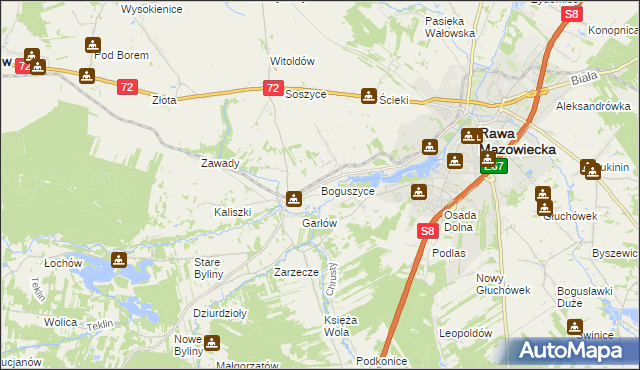 mapa Boguszyce gmina Rawa Mazowiecka, Boguszyce gmina Rawa Mazowiecka na mapie Targeo