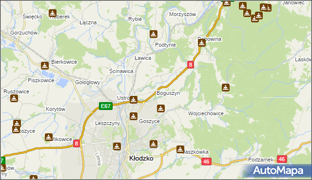 mapa Boguszyn gmina Kłodzko, Boguszyn gmina Kłodzko na mapie Targeo