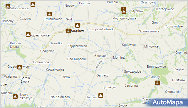 mapa Boksyce, Boksyce na mapie Targeo