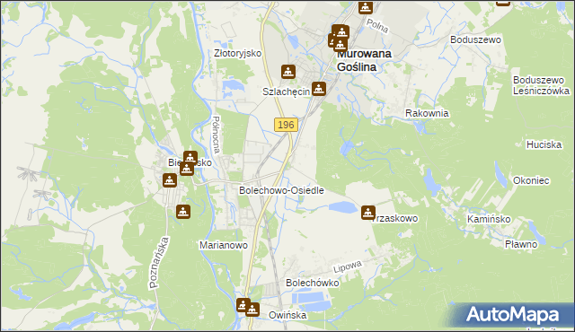 mapa Bolechowo gmina Czerwonak, Bolechowo gmina Czerwonak na mapie Targeo