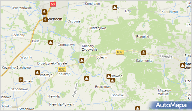 mapa Bolęcin gmina Sochocin, Bolęcin gmina Sochocin na mapie Targeo