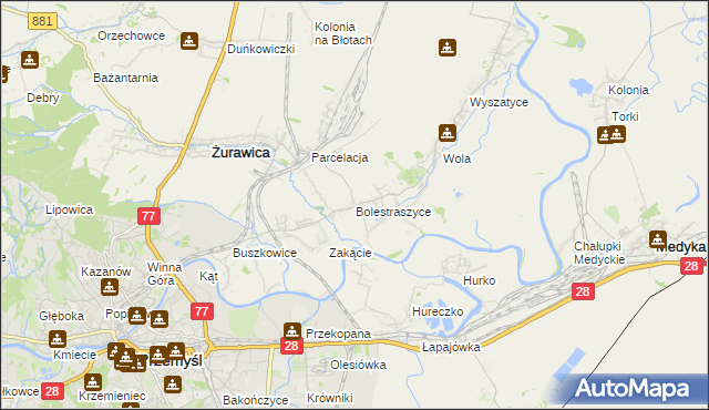 mapa Bolestraszyce, Bolestraszyce na mapie Targeo