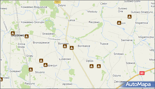 mapa Bombalice, Bombalice na mapie Targeo