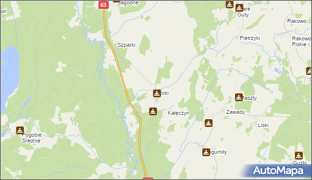 mapa Borki gmina Pisz, Borki gmina Pisz na mapie Targeo