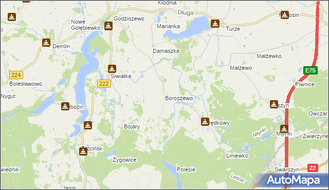 mapa Boroszewo, Boroszewo na mapie Targeo
