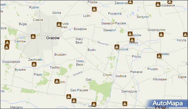 mapa Borów gmina Grabów, Borów gmina Grabów na mapie Targeo