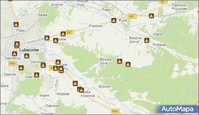 mapa Borowa Góra gmina Lubaczów, Borowa Góra gmina Lubaczów na mapie Targeo