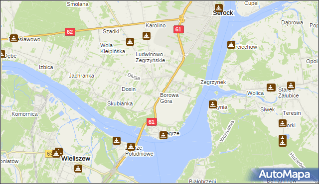 mapa Borowa Góra gmina Serock, Borowa Góra gmina Serock na mapie Targeo