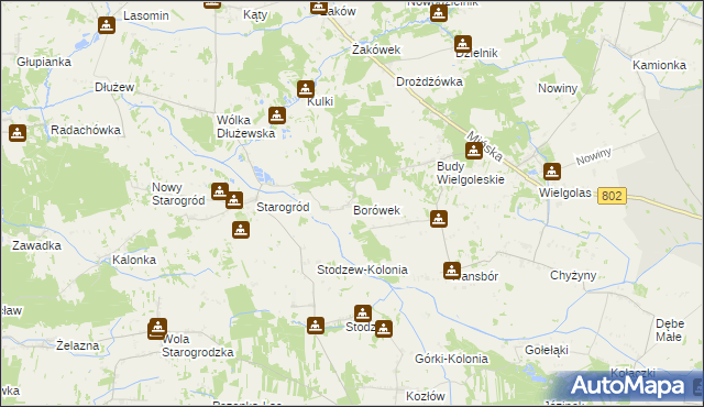 mapa Borówek gmina Latowicz, Borówek gmina Latowicz na mapie Targeo