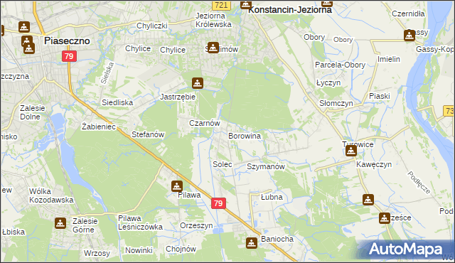 mapa Borowina gmina Konstancin-Jeziorna, Borowina gmina Konstancin-Jeziorna na mapie Targeo
