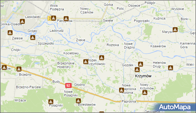 mapa Borowo gmina Krzymów, Borowo gmina Krzymów na mapie Targeo