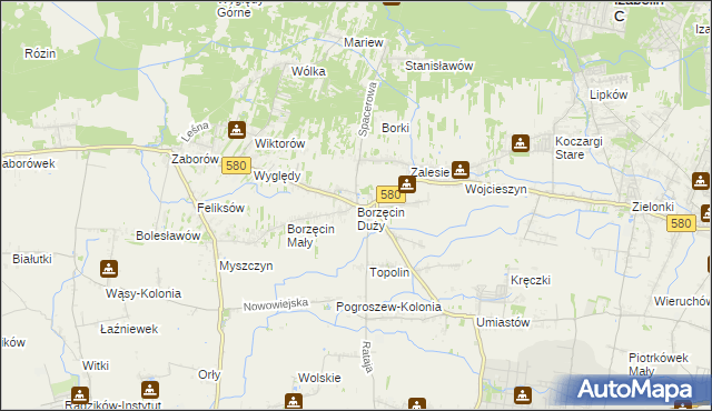 mapa Borzęcin Duży, Borzęcin Duży na mapie Targeo