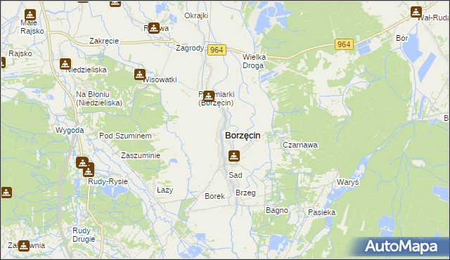 mapa Borzęcin powiat brzeski, Borzęcin powiat brzeski na mapie Targeo