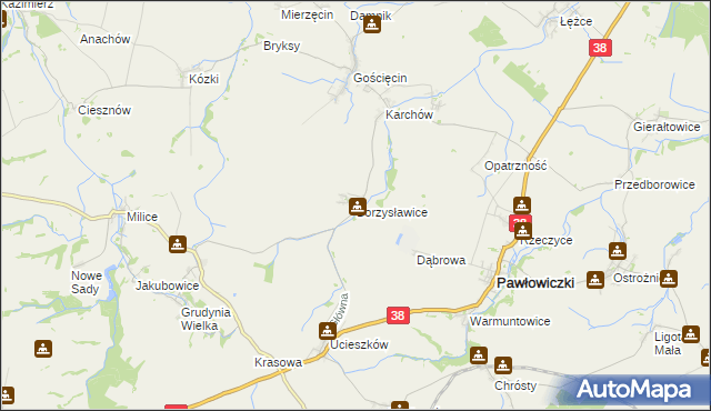 mapa Borzysławice, Borzysławice na mapie Targeo