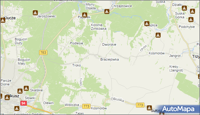 mapa Braciejówka, Braciejówka na mapie Targeo