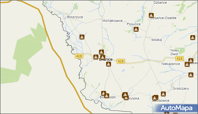 mapa Branice powiat głubczycki, Branice powiat głubczycki na mapie Targeo