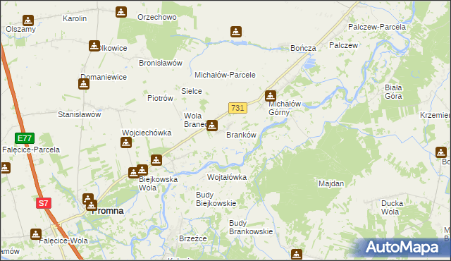 mapa Branków, Branków na mapie Targeo