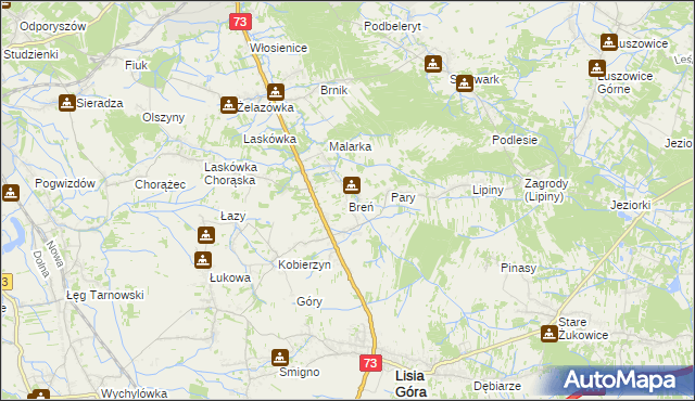 mapa Breń gmina Lisia Góra, Breń gmina Lisia Góra na mapie Targeo