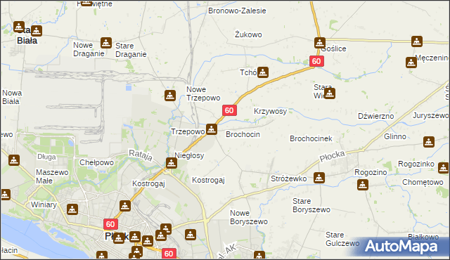 mapa Brochocin gmina Radzanowo, Brochocin gmina Radzanowo na mapie Targeo