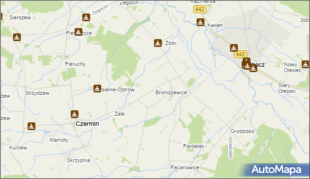 mapa Broniszewice, Broniszewice na mapie Targeo