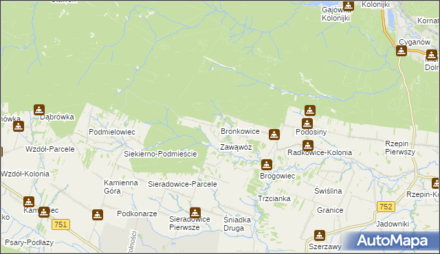 mapa Bronkowice, Bronkowice na mapie Targeo