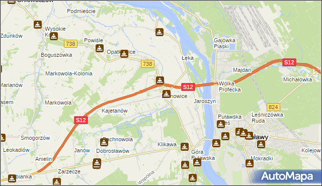 mapa Bronowice gmina Puławy, Bronowice gmina Puławy na mapie Targeo