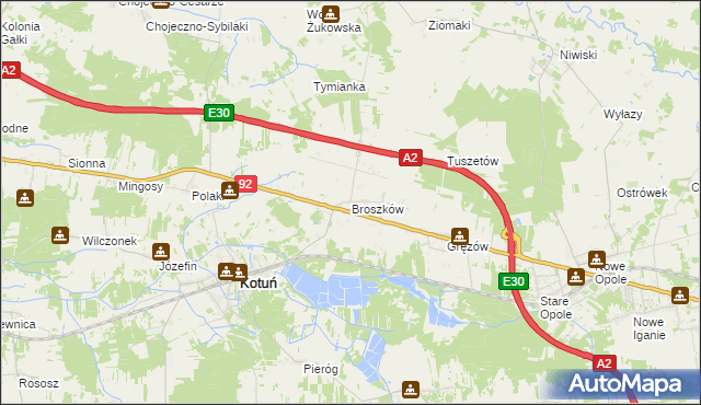mapa Broszków, Broszków na mapie Targeo