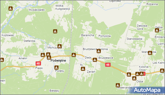 mapa Brudzewice-Kolonia, Brudzewice-Kolonia na mapie Targeo