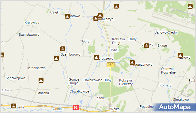 mapa Brudzewo gmina Strzałkowo, Brudzewo gmina Strzałkowo na mapie Targeo