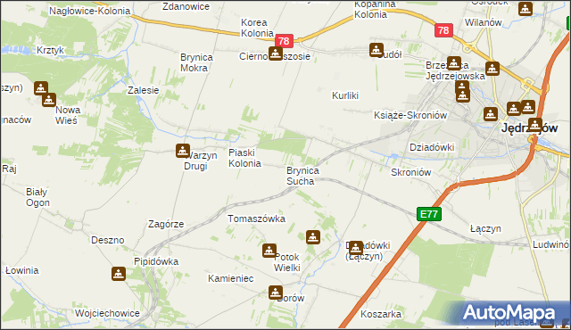 mapa Brynica Sucha, Brynica Sucha na mapie Targeo